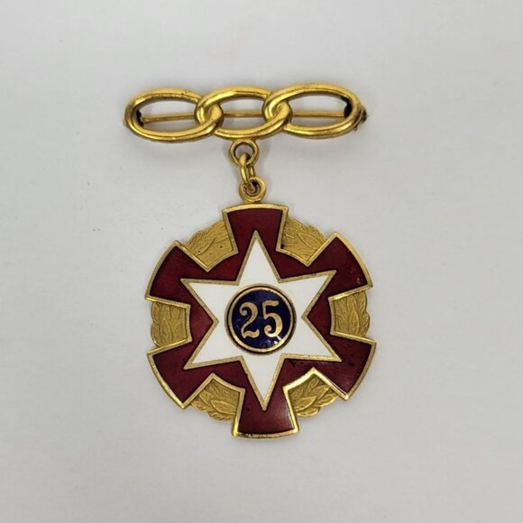 Antique 1947 International Odd Fellows Order 25 Years Medal Pin Charles E Young